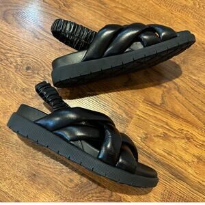 La Canadienne Women's Redmond Leather Sandals Black Size 38.5 (US ~8) Minimalist